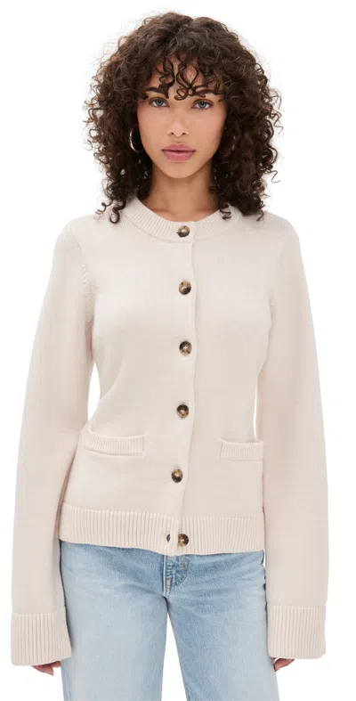 GOOD AMERICAN BUTTON FRONT KNIT CARDIGAN VANILLA 001