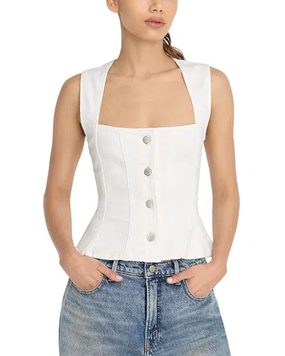 Good American Button Front Peplum Top In Gray