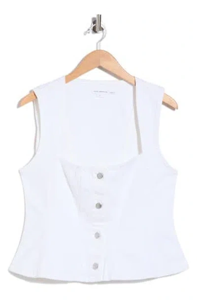 Good American Button Front Peplum Top In White