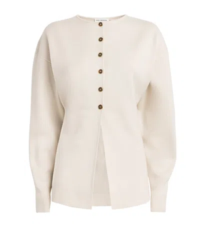 Good American Button-up Longline Cardigan In Neutral