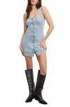 Good American Button-up Power Stretch Denim Minidress In Blue