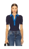 Good American Cable Knit Bodysuit Midnight002 In Blue