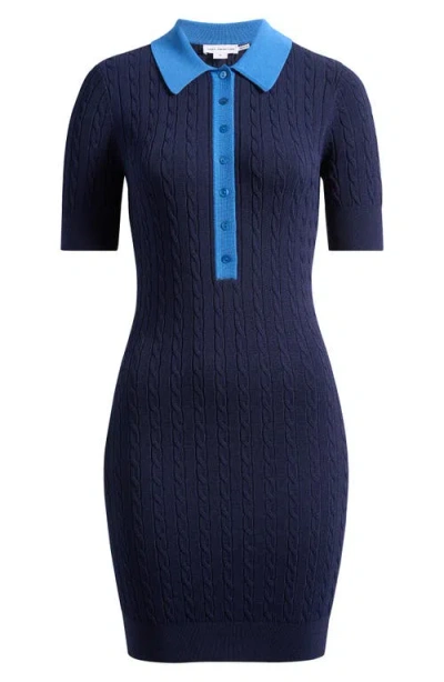 GOOD AMERICAN GOOD AMERICAN CABLE STITCH POLO SWEATER DRESS