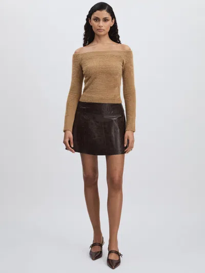Good American Caramel  Plush Off-shoulder Top