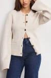 Good American Womens Vanilla001 Round-neck Button Knitted Cardigan Xs In Neutral
