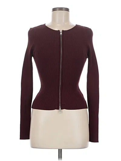 Pre-owned Good American Cardigan Sweater In Burgundy
