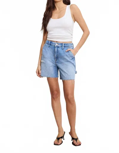 Good American Carpenter Long Shorts In Indigo In Multi