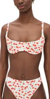 Good American Cherry Underwire Bikini Top In Snow Cherries