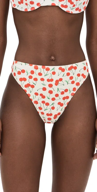 Good American Cherry Good Waist Cheeky Bikini Bottoms Snow Cherries In Red