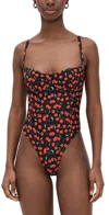 Good American Cherry Underwire One-piece Swimsuit In Black Cherries