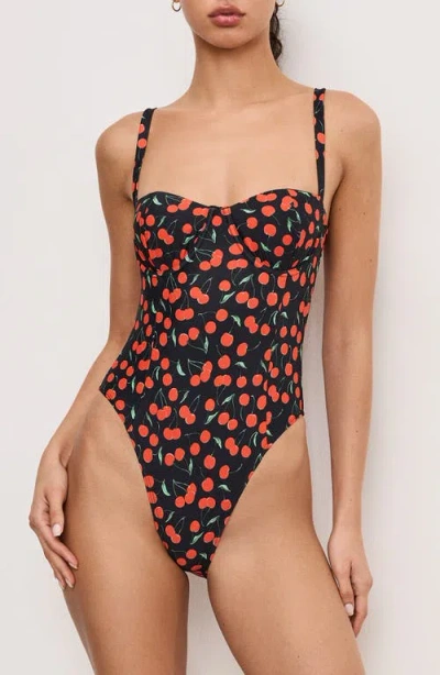 Good American Cherry Underwire One-piece Swimsuit In Black Cherries003