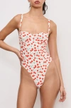 Good American Cherry Underwire One-piece Swimsuit In Snow Cherries 04