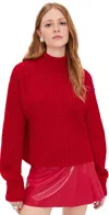 Good American Womens Chili001 Chunky Mock-neck Knitted Jumper In Red
