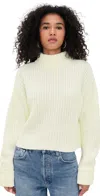 Good American Chunky Knit Mock Neck Sweater Ivory003 In White