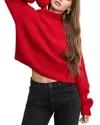 Good American Chunky Knit Mock Neck Sweater In Red
