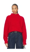 Good American Womens Chili001 Chunky Mock-neck Knitted Jumper In Red