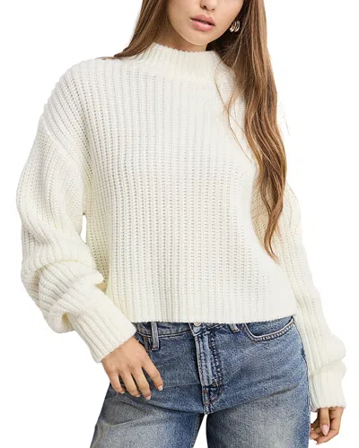 Good American Chunky Knit Mock Neck Sweater In White