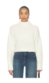 Good American Chunky Knit Mock Neck Sweater In White