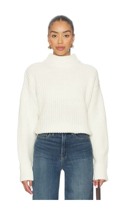 Good American Chunky Knit Mock Neck Sweater In White