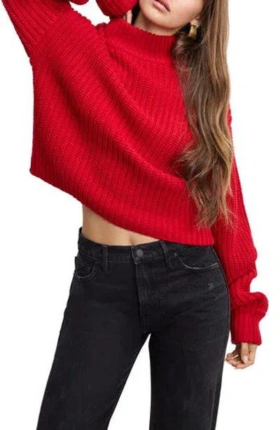 Good American Chunky Knit Mock Neck Sweater In Chili001