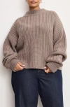 Good American Women's Chunky Knit Mock Neck Sweater In Gray