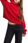 Good American Chunky Knit Mock Neck Sweater In Red