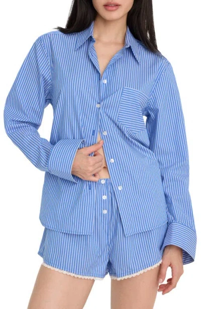 Good American Classic Boxy Poplin Button-up Shirt In Blue