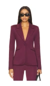 Good American Scuba Classic Fitted Blazer In Oxblood002 In Oxblood002