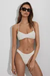 Good American Good Cloud White Good Always Fits Textured Bikini Bottoms