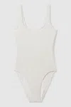 Good American Good Cloud White Good Always Fits Textured Swimsuit