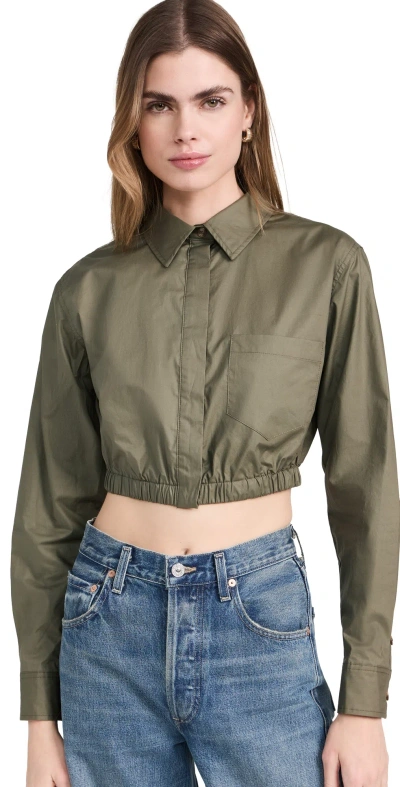 Good American Coated Poplin Crop Shirt Fatigue001