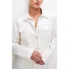 Good American Committed To Fit Denim Jacket In Cloud White001