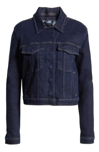 Good American Committed To Fit Denim Jacket In Indigo716