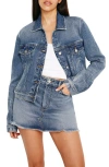 Good American Womens Indigo734 Committed To Fit Cropped Denim-blend Jacket In Indigo734