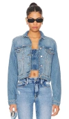 Good American Womens Indigo734 Committed To Fit Cropped Denim-blend Jacket In Indigo597