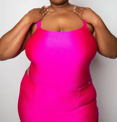 Good American Compression Corset Bodysuit In Fuchsia In Pink