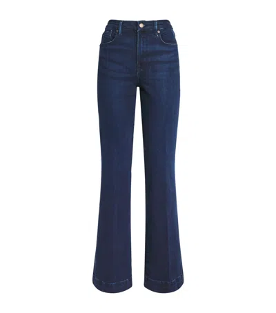 Good American Compression Mid-rise Flared Jeans In Blue