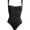 Good American Flexi Wire Cutout Scuba Thong Bodysuit In Black001