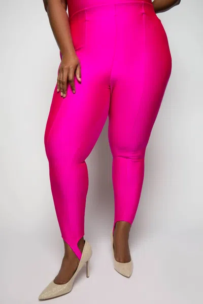 Good American Compression Shine Stirrup Pant In Fuchsia