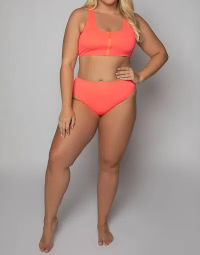 GOOD AMERICAN COMPRESSION SWIM BRIEF IN FIERY CORAL