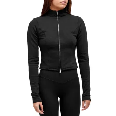 Good American Compression Terry Mock Jacket In Black