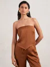 Good American Good Copper Good Satin Handkerchief Top In Brown