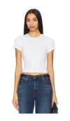 Good American Cotton Pointelle Baby Tee In White