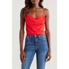 Good American Cowl Neck Bias Cut Chiffon Camisole In Grenadine003