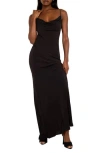 Good American Cowl Neck Bias Cut Maxi Dress In Black001