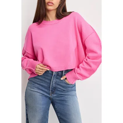 Good American Cozy Crewneck Sweater In Pink