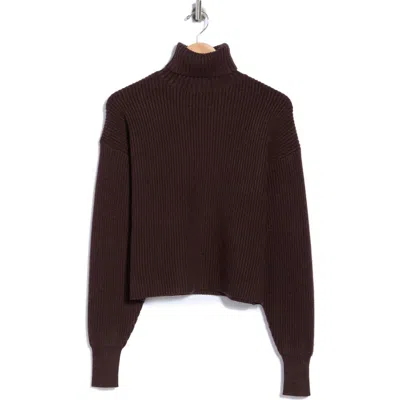 Good American Cozy Rib Turtleneck Sweater In Burgundy
