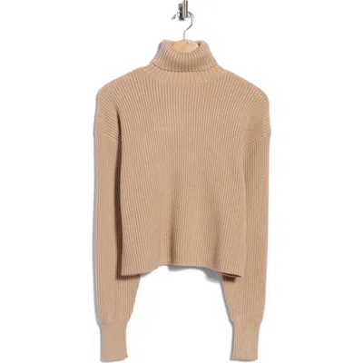 Good American Cozy Rib Turtleneck Sweater In Nude