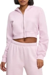 GOOD AMERICAN GOOD AMERICAN CROP BRUSHED FLEECE ZIP HOODIE