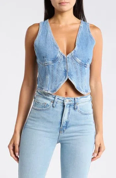 Good American Crop Denim Vest In Blue
